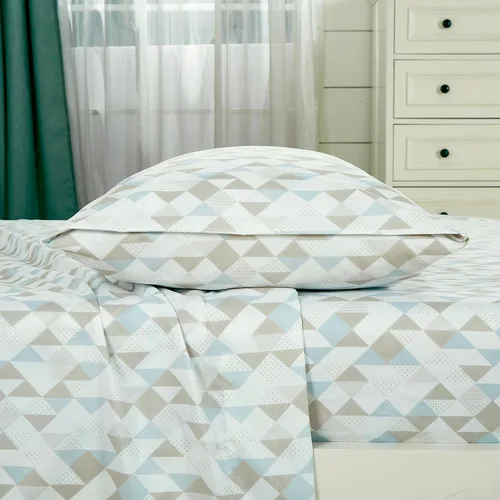 Vista 20 de Chezmoi Collection Juego de sábanas geométricas Lodge de 3 piezas tamaño Twin - Multicolor azul con estampado de diamante, microfibra cepillada