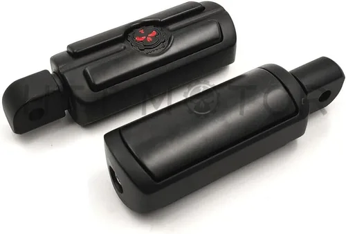 Vista 4 de Compatible con H-D Motocicleta Touring Black HTTMT Skull Macho Pie Peg Mount Par de Clavijas de Pie de Calavera [P/N: MT216-051-MBK-XIN]