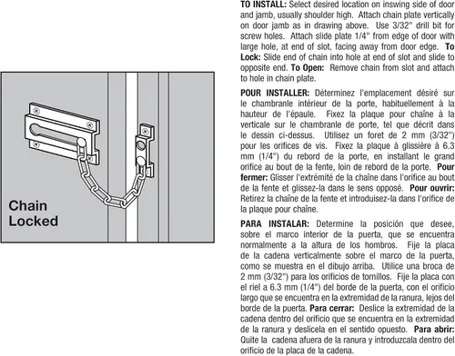 Vista 4 de Prime-Line U 9852 - Protector de puerta de cadena, acero estampado con cadena de acero, acabado pintado en blanco (paquete individual)