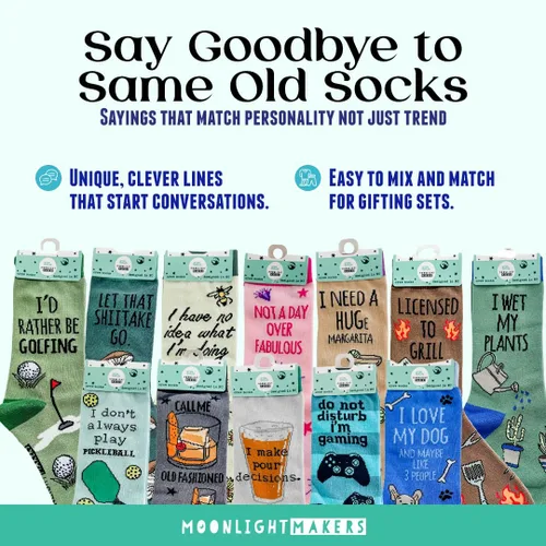 Vista 62 de Moonlight Makers Funny Colored Socks, Novelty Socks, Stocking Stuffer, Unisex Socks