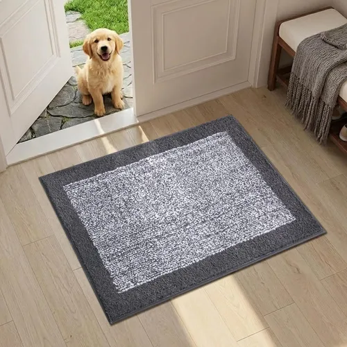 Vista 2 de Alfombras de baño de 17 x 24 pulgadas, antideslizantes, lavables, color gris, para bañera, tapete de baño para baño, tapete suave y absorbente