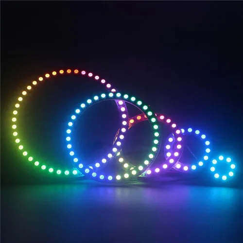 Vista 4 de WS2812 8 LED Pixel Ring Black PCB direccionable LED módulos 2812 IC RGB a todo color redondo llevado círculo DC5V