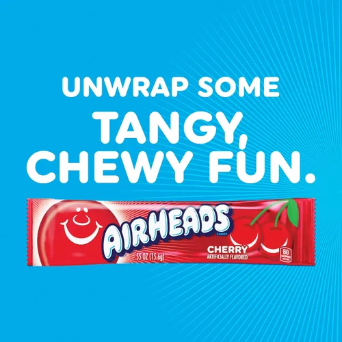 Vista 5 de Airheads Barras de caramelo de tamaño completo, cereza, caja de 36