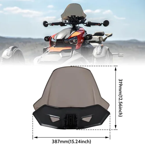 Vista 8 de Parabrisas ajustable para todos los modelos Can-Am Ryker, frontal oscuro tintado, a prueba de polvo, duradero, con revestimiento duro, protector