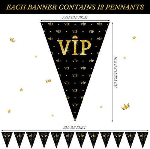 Vista 2 de Faccito Banderines VIP de 49 pies, decoraciones de noche de película, banderines triangulares para fiesta VIP, banderines nocturnos de película