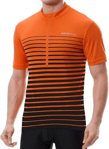 Vista 21 de Spotti Playera de manga corta para ciclismo de hombre con 3 bolsillos traseros, transpirable, secado rápido