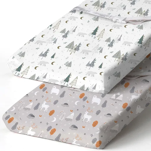 Vista 50 de Pack n Play Sheets BROLEX - Juego de 2 sábanas para cuna, juego de sábanas elásticas y portátiles para cuna, funda de colchón convertible