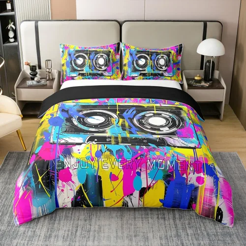 Vista 26 de Homewish Theater Cinema Poster 100% Cotton Duvet Cover Twin Size,Retro Movie Bedding Set 2Pcs for Kids Girls Boys Room Decor,Popcorn Comforter Cover