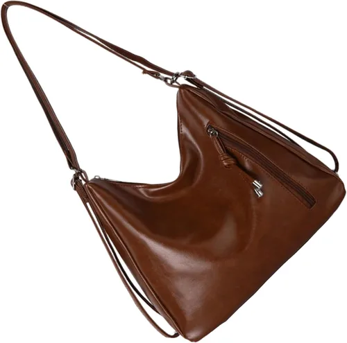 Vista 11 de Amplia bolsa de hombro, práctica mochila de piel sintética resistente al desgaste con correa ajustable para mujeres y niñas, Negro