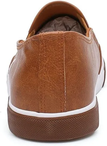 Vista 3 de KNOKR Oxford - Zapatos casuales para hombre, cómodos, de piel sintética, para hombre, zapatos planos para hombre (color marrón, talla 8.5)