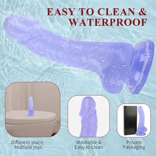 Vista 7 de Consolador sexual realista de 7 pulgadas, consolador suave con eje curvado para estimulación del punto G vaginal, material seguro para el cuerpo