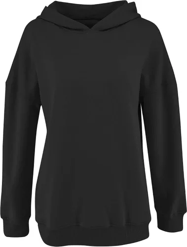 Vista 4 de PRETTODAY Sudadera con capucha de gran tamaño para mujer, sudadera casual de manga larga, color liso, suelta