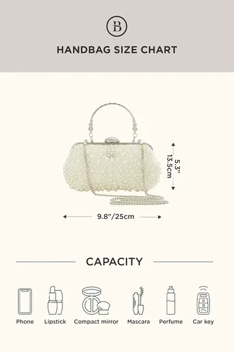 Vista 7 de BABEYOND Bolso de mano con perlas para mujer, bolsa de noche con cuentas, bolsa formal reticulada con bolsa interior para fiesta de boda