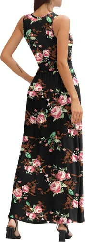 Vista 5 de Lilbetter - Vestido largo, simple, sin mangas, escote en V profundo, color liso, suelto, informal, para mujer