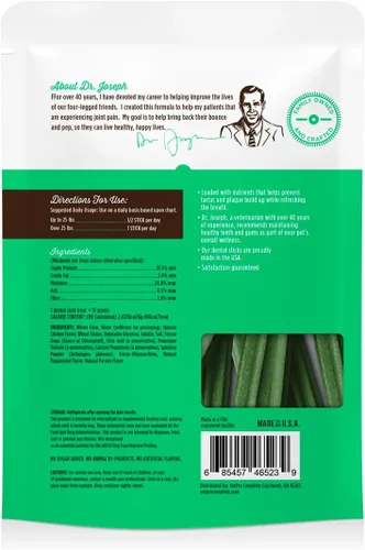 Vista 6 de VetPro Complete Dr. Joseph's Advanced Dental Sticks con prebióticos, 15 varillas, limpia los dientes, refresca el mal aliento y apoya la salud