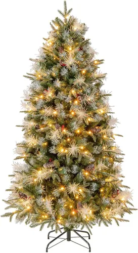 Vista 10 de HAPPYGRILL Árbol de Navidad artificial preiluminado de 4 pies con 296