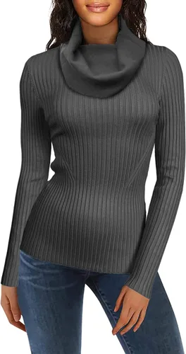Vista 3 de v28 - Suéter ajustado, tejido, de manga larga con cuello redondo, para mujer