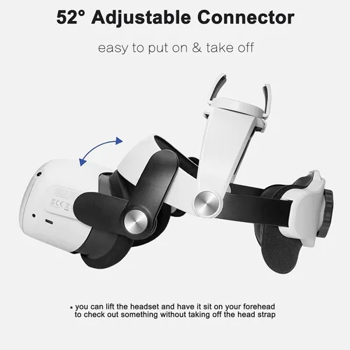 Vista 5 de Unido VR Accessories for Oculus Quest 2- Comfort Egnormic Design Elite HeadStrap with External Battery Holder