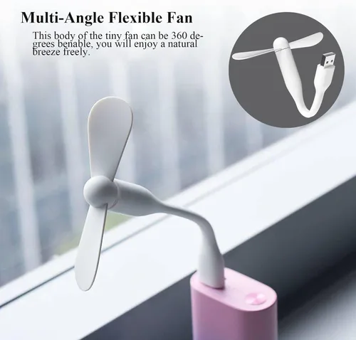 Vista 6 de Mini ventilador USB, ventilador de bolsillo portátil alimentado por USB-A, enfriador pequeño, funcionamiento silencioso, para el hogar, oficina