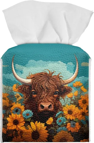 Vista 34 de 250th Anniversary Square Tissue Box Cover Pu Leather Tissue Holder Facial Paper Cover Waterproof Toilet Paper Holder for Bathroom Bedroom Modern
