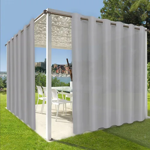 Vista 11 de OutdoorLines Cortinas impermeables para interiores y exteriores para patio – Panel de cortina de privacidad y bloqueo solar con ojales, resistente a