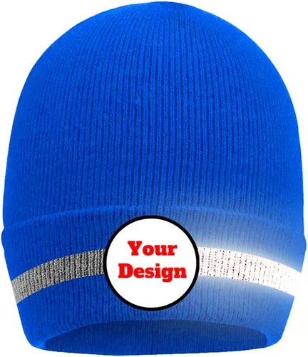 Vista 19 de Hi Vis - Gorro de seguridad para personalizar tu logotipo, gorro de punto de invierno con tiras reflectantes unisex