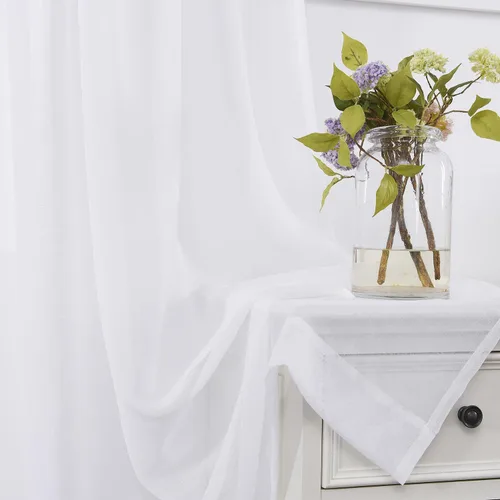 Vista 34 de MYSTIC-HOME Juego de cortinas de niveles transparentes blancas para cocina de 24 pulgadas de largo, tratamiento de cortinas para ventanas pequeñas
