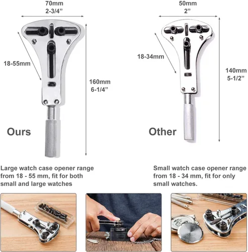 Vista 3 de Anezus - Kit de reparación de reloj, kit de herramientas de reloj de 187 piezas con herramientas de extracción de pasadores de eslabones de reloj