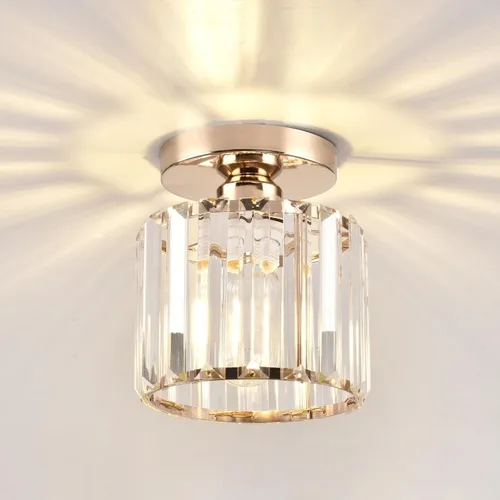 Vista 11 de Lámpara de techo de cristal, lámpara de techo semiempotrada de cristal dorado para dormitorio, cocina, pasillo, entrada, balcón, comedor, sala