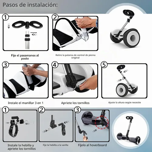 Vista 6 de Manillar para Segway Ninebot S Smart/mini PRO/mini LITE Self-Balance Scooter Hoverboard Manillar ajustable Soporte de liberación de presión