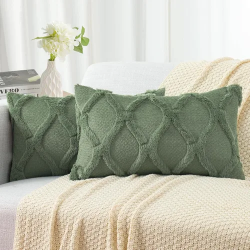 Vista 31 de decorUhome - Juego de 2 fundas de cojín decorativas para primavera de 16 x 16 pulgadas, fundas de almohada afelpadas de lana y piel sintética suave