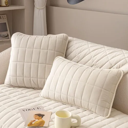 Vista 13 de vctops Funda de sofá acolchada de terciopelo con diseño de cuadros supersuave y antideslizante para sofá seccional, funda de sofá de estilo granja