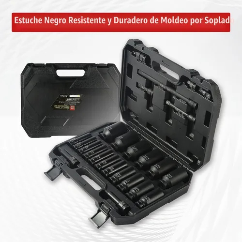 Vista 6 de Reniteco Juego de 25 piezas de llaves de casquillo de 1/2" de transmisión, SAE (3/8"- 1-1/2"), casquillos profundos, barras de extensión, reductor