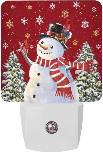 Vista 20 de Luces nocturnas decorativas enchufables a la pared, lámpara LED para niños, sensor de atardecer a amanecer, estrella de copo de nieve de Navidad