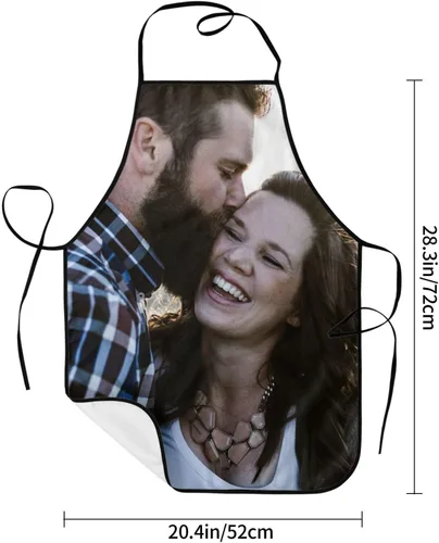 Vista 4 de Delantales personalizados con diseño de imagen de texto fotográfico para adultos, hombres, mujeres, parrilla, cocina, 40