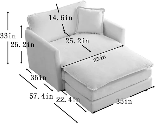 Vista 57 de Sofá seccional modular verde de 111.5", sofás seccionales grandes de 3 plazas para sala de estar, sofá nube oversized de tela chenille con otomana