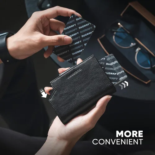 Vista 3 de DUGRAFT Cartera con bolsillo para monedas, cierre magnético, bloqueo RFID, tarjetas emergentes con ventana de identificación y organizadores