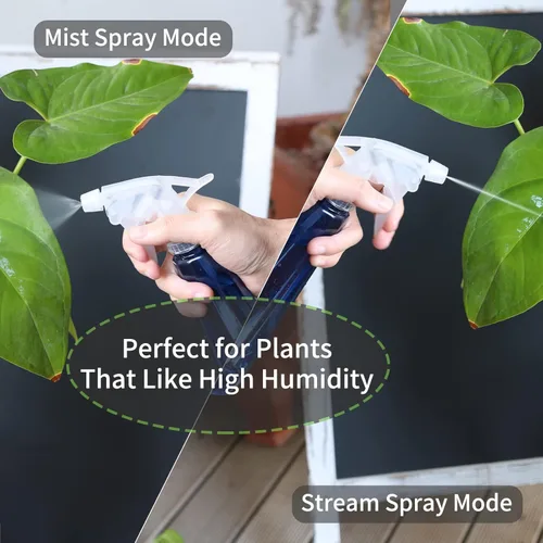 Vista 6 de Goowin - Regadera para plantas de interior, boquilla larga, regadera pequeña de 47 oz para interior con botella de espray adicional de 16 oz y Azul