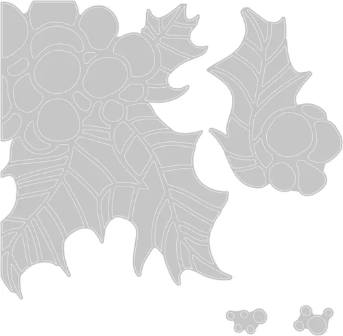 Vista 2 de Sizzix Holly Pieces Thinlits Juego de troqueles 4PK 664738 Tim Holtz