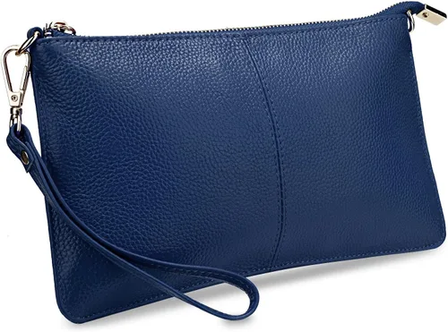 Vista 46 de YALUXE Women's Genuine Leather Wristlet Handbags Purses Clutch Wallet Bag 1- Correa de cuero blanco