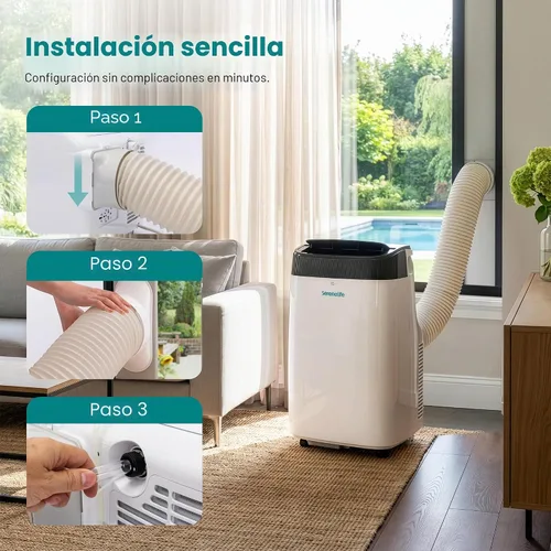 Vista 6 de SereneLife Aire acondicionado portátil de 8000 BTU con WIFI Enfriamiento 3 en 1, ventilador y deshumidificador Temporizador de 24 horas de hasta