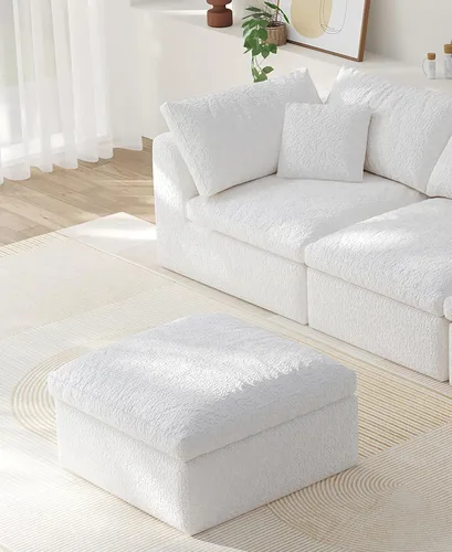 Vista 14 de Sofá modular de nube sin hueso de 108 pulgadas con asiento profundo para sala de estar, sofá en forma de L con otomana, tela de copo de nieve y Negro