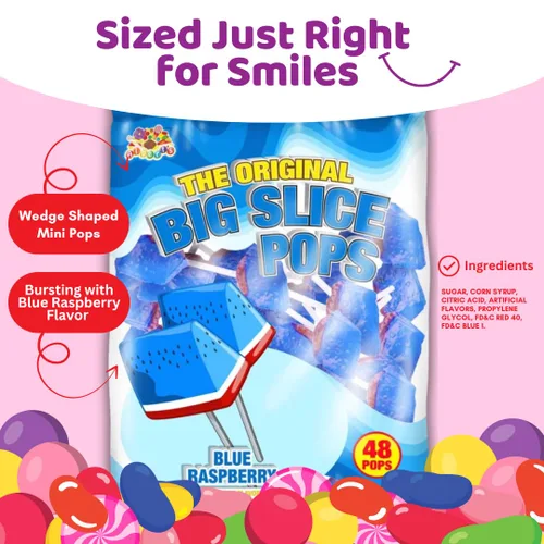 Vista 3 de Big Slice Pops Frambuesa Azul (bolsa de 48 unidades)