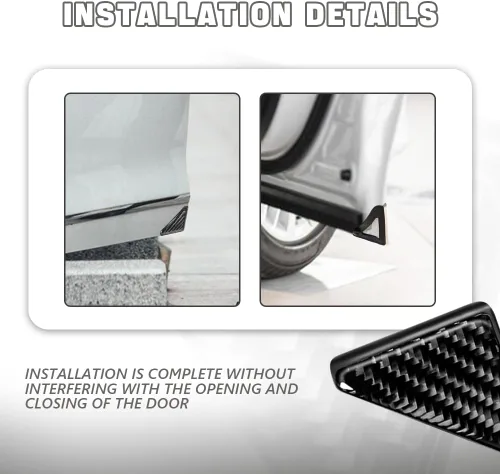 Vista 5 de 2 protectores de esquina de puerta de automóvil, protectores de borde de puerta delantera de fibra de carbono, protector de borde de puerta de Negro