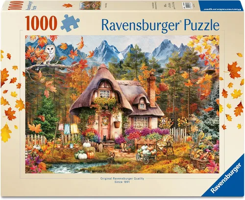Vista 2 de Ravensburger Pumpkin Cottage - Rompecabezas de 1000 piezas Calidad premium fabricado en Europa Materiales certificados FSC