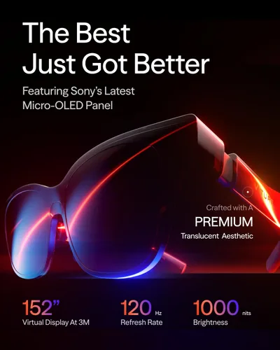 Vista 2 de VITURE Luma Pro XR Glasses — 152” 1200p Ultra Sharp Display, 1000 Nits, 52° FOV, Dimming Adjustments, for iPhone 17/16/15, Android, Mac, PC, Steam
