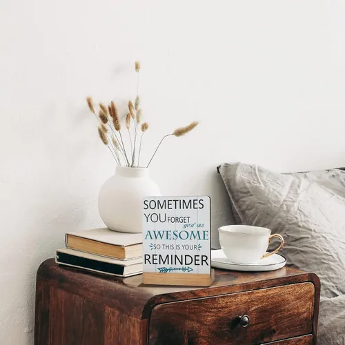 Vista 5 de Namalu Decoración de escritorio con citas inspiradoras, regalos para mujeres, Sometimes You Forget You Are Awesome Oficina Motivacional Decoración