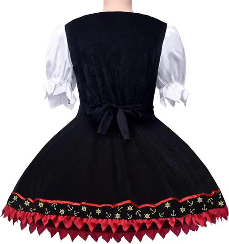 Vista 6 de ZZIHA Disfraz de pirata para niñas, vestido de princesa pirata, disfraz de bucanero de mar, 3-9 años