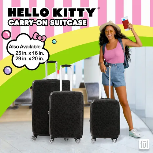 Vista 6 de FUL Hello Kitty - Maleta de mano rígida con ruedas giratorias, Negro -, Hello Kitty - Maleta de mano rígida con ruedas giratorias