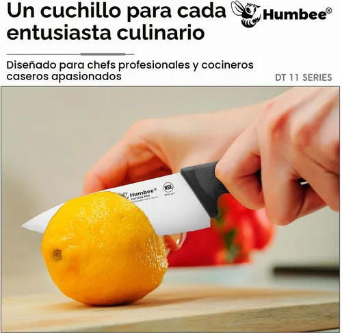 Vista 3 de Cuchillo de chef profesional con mango ergonómico – Cuchillo de cocina de acero inoxidable certificado NSF, dientes de onda dentada, hoja duradera